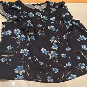Primark Black and Blue Floral Blouse